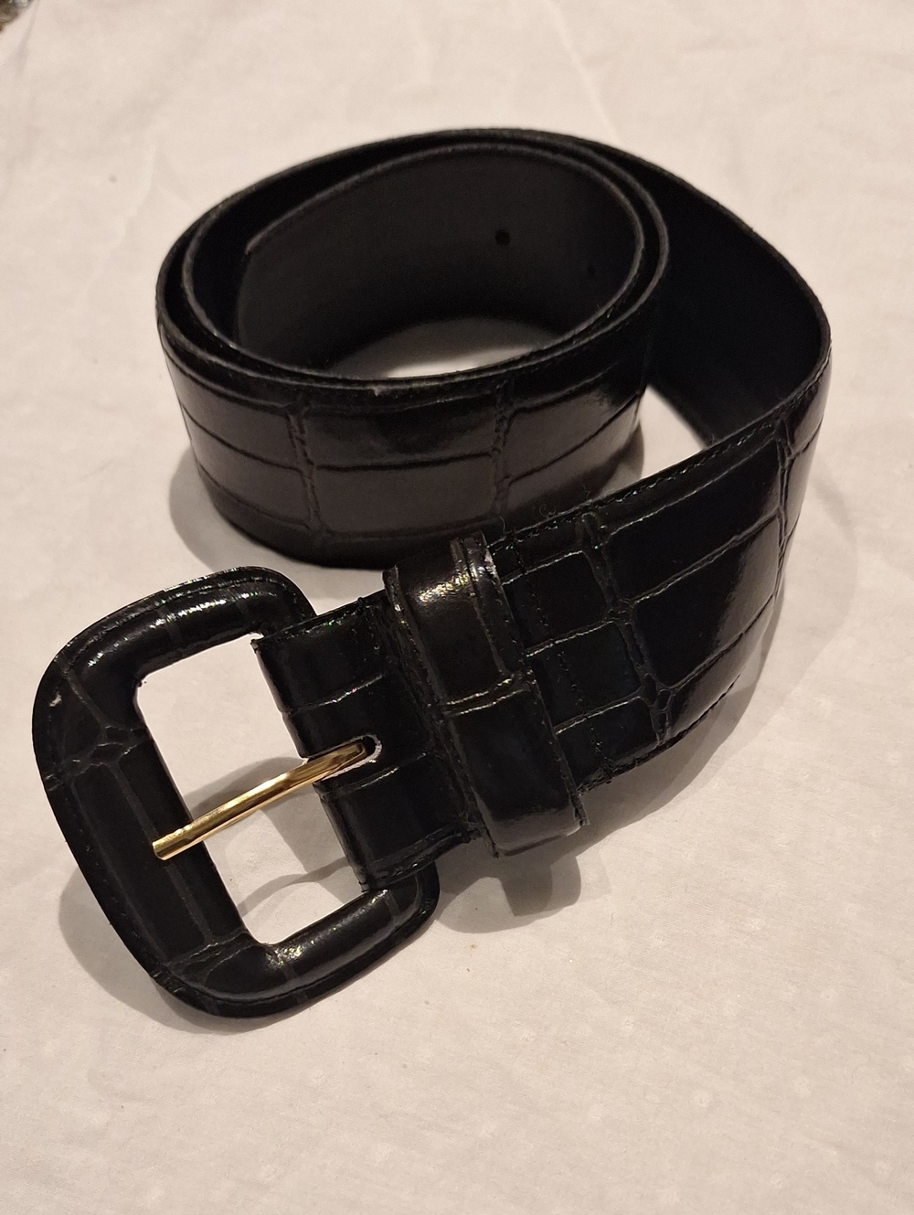 Worthington Vintage Black Croc-Embossed Leather Women's Belt
